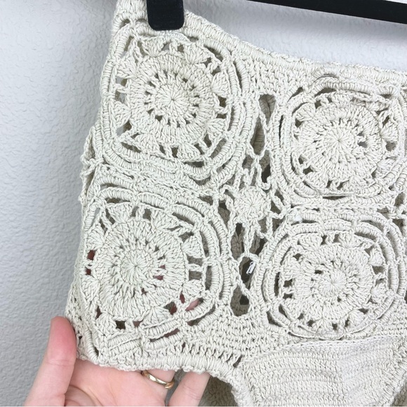 Andi Bagus Women's M/L Lotus Hi Pant Cream High-Waister Crochet Bikini Bottom - Picture 3 of 16